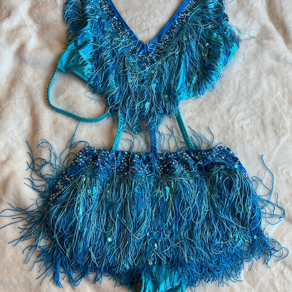 Glamour Costumes Blue Fringe Dance Costume Child XLA